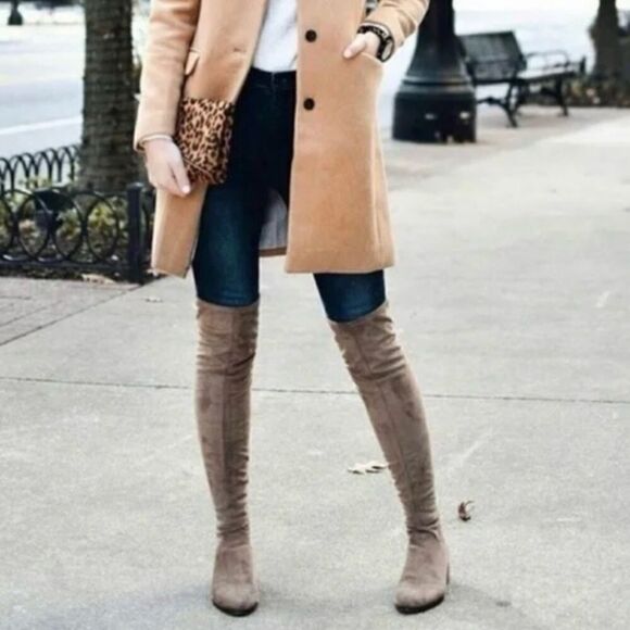 Steve Madden Gabbie Tan Vegan Suede Stretch Over The Knee Block Heel Boots 7.5 - Picture 13 of 13